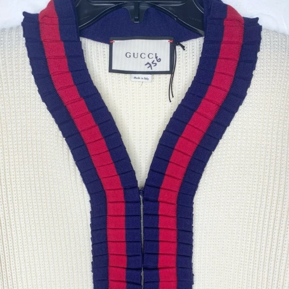 ♥️💙 GUCCI Ruffle Trim Wool Cardigan Jacket XL - Picture 9 of 12
